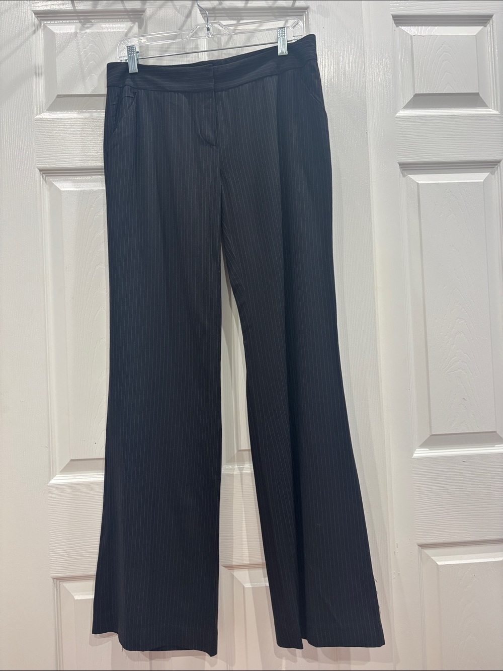 Teenflo Black Pinstripe Wide-Leg Trousers